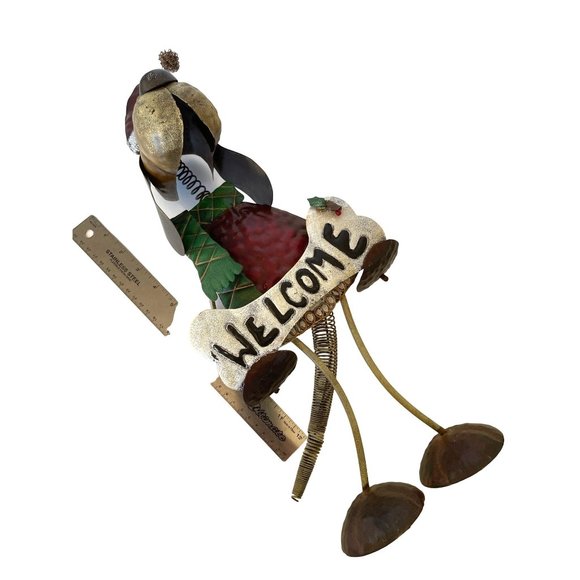 Metal Wobble Welcome Hound Dog Statue Figurine Sculpture Abstract Stands 20" - Picture 12 of 12